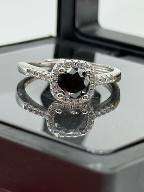 1CT Black Moissanite Ring 💍 Adjustable Band | GRA Certified